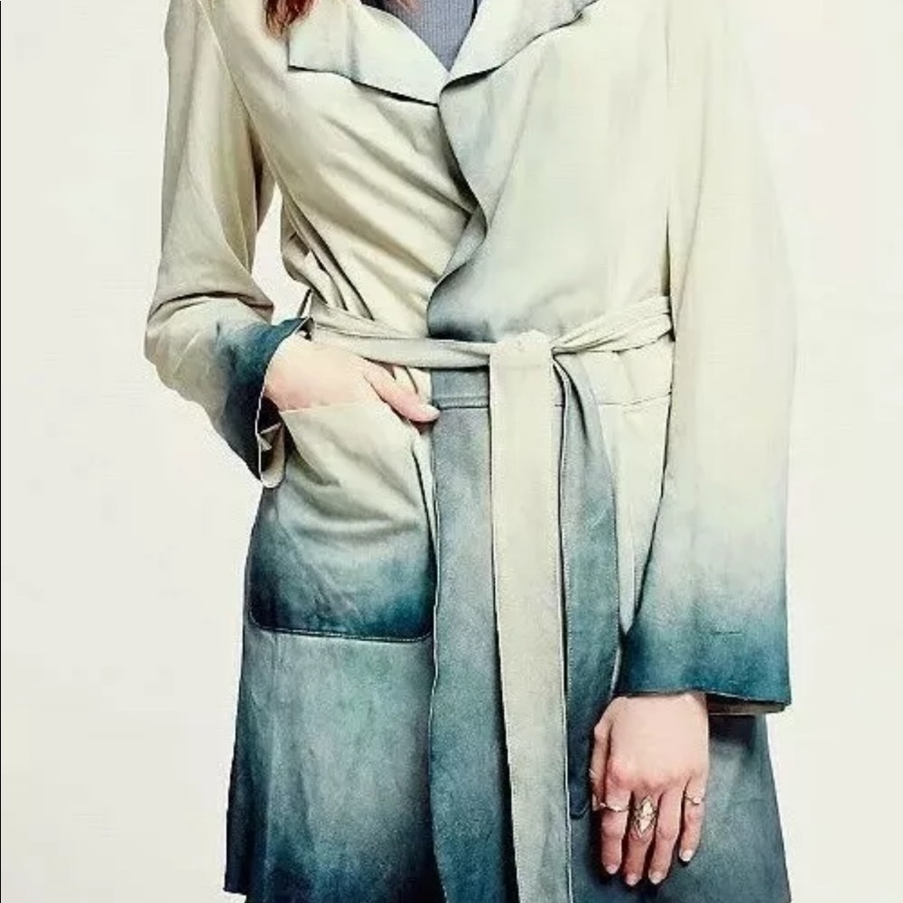Free People Dip Dye Paint Suede Trench size small - Picture 12 of 12